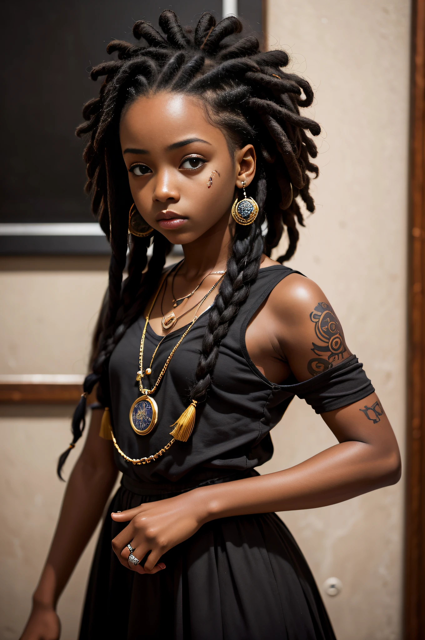 a young woman with long braids standing against a wall, Menina africana de pele clara, Princesa negra africana, Princesa africana deslumbrante, Princesa Africana, menina elegante afro-americana, black hair in braids, longas fileiras de milho, Menina afro-americana, Retrato Willow Smith, Salgueiro Soares Jovem, long black braids, girl with plaits, long braids, box braids, cornrows braids