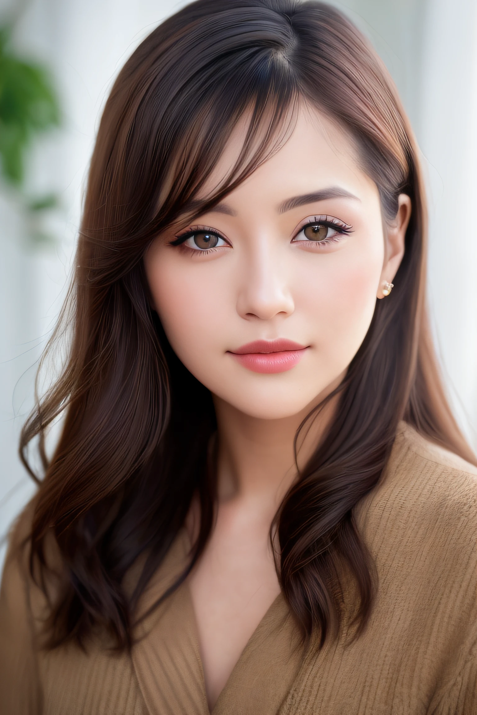 Looking at the audience, light makeup, realism, realistic photos, professional color correction, 8K, F2.4 aperture, 35mm lens, realistic real face, only the face area is included.
