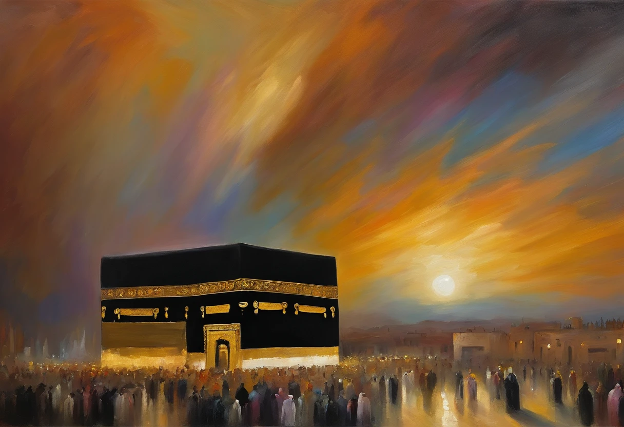 The Kaaba in the style of Rembrandt