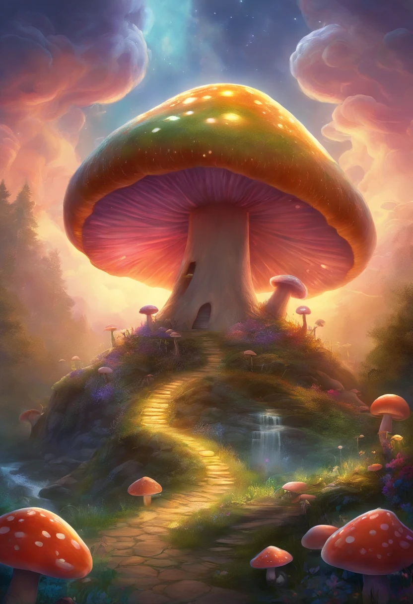 funny,comical,(playful),toy,illustration,highres,vibrant colors,soft lighting, mushrooms