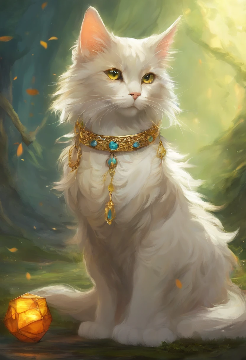 Hay un gato con un collar brillante y una cadena alrededor de su cuello, muy, muy hermoso arte peludo, Arte digital 4K altamente detallado, Detailed fantasy art, detailed fantasy digital art, Lindo arte digital detallado, Hermosa obra de arte digital, Arte digital muy bonito, furry fantasy art, Magnificent digital art, beautiful fantasy art, Arte digital detallado 4K, Hermoso arte digital
