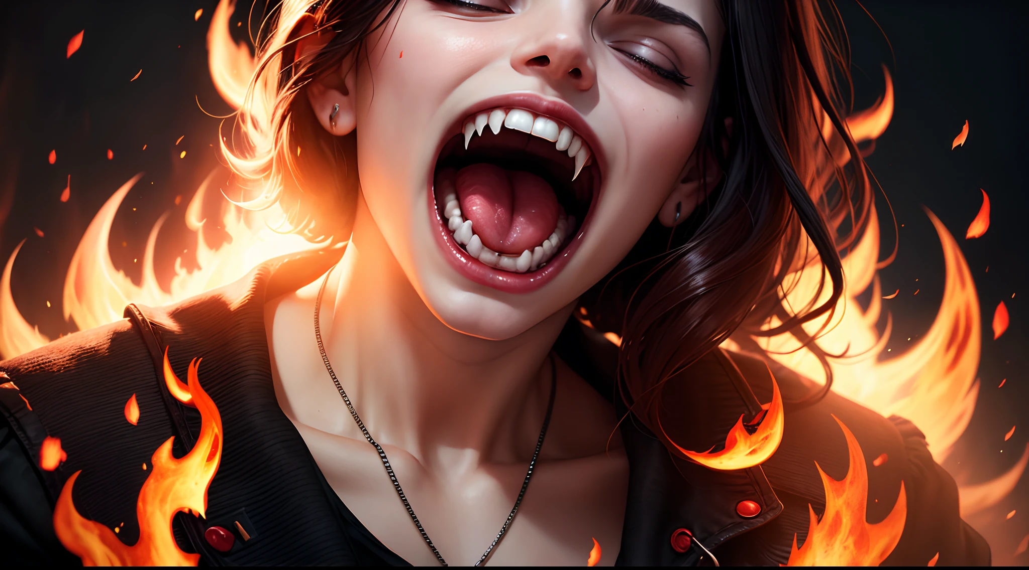 sunlight, fire, vampire in flames, screaming in pain and horror