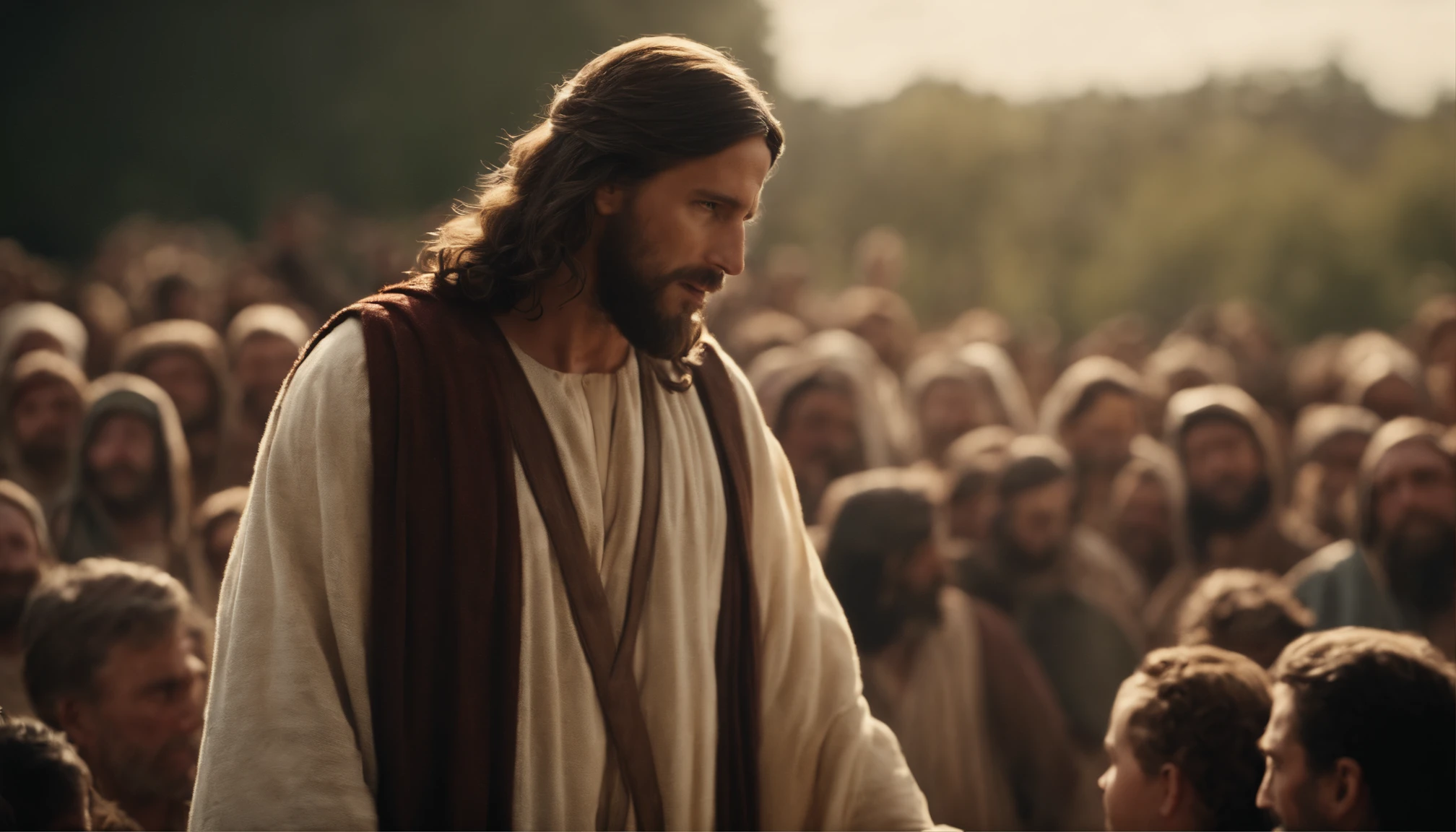 Jesus Christ talking to a crowd