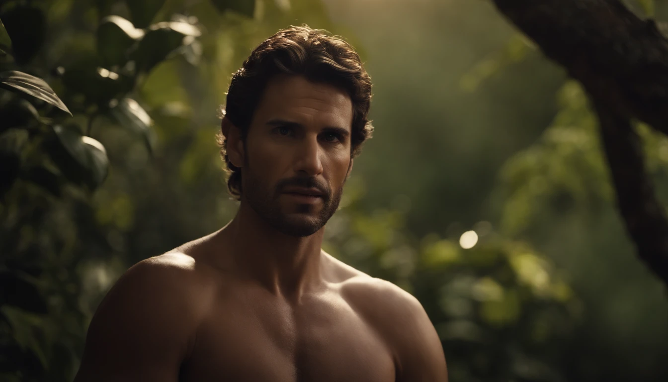 homem forte, with a straight face, de 30 anos de idade, standing forantl view, imagem do corpo pra cima, imagem de foto perfil