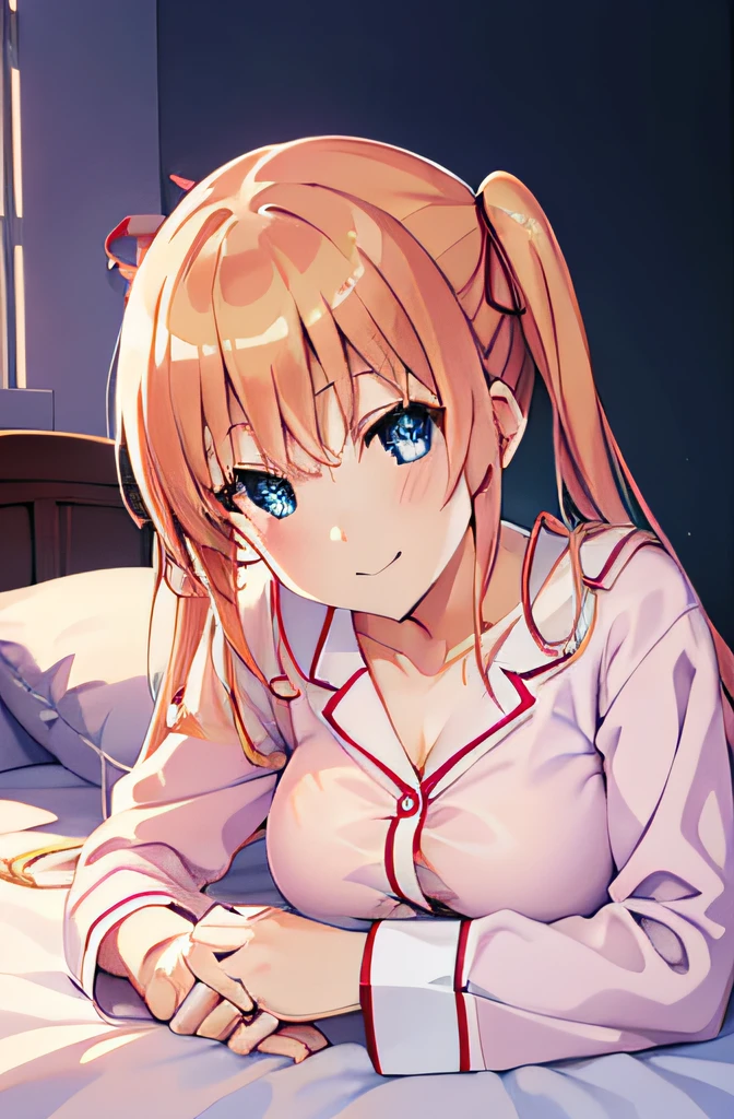 ((masutepiece)), ((Best Quality)), (Ultra-detailed), Anime style, on the bed, Cute little girl s, 1girl in, Solo, ((Beautiful eyes))0, wearing underpants,Smile