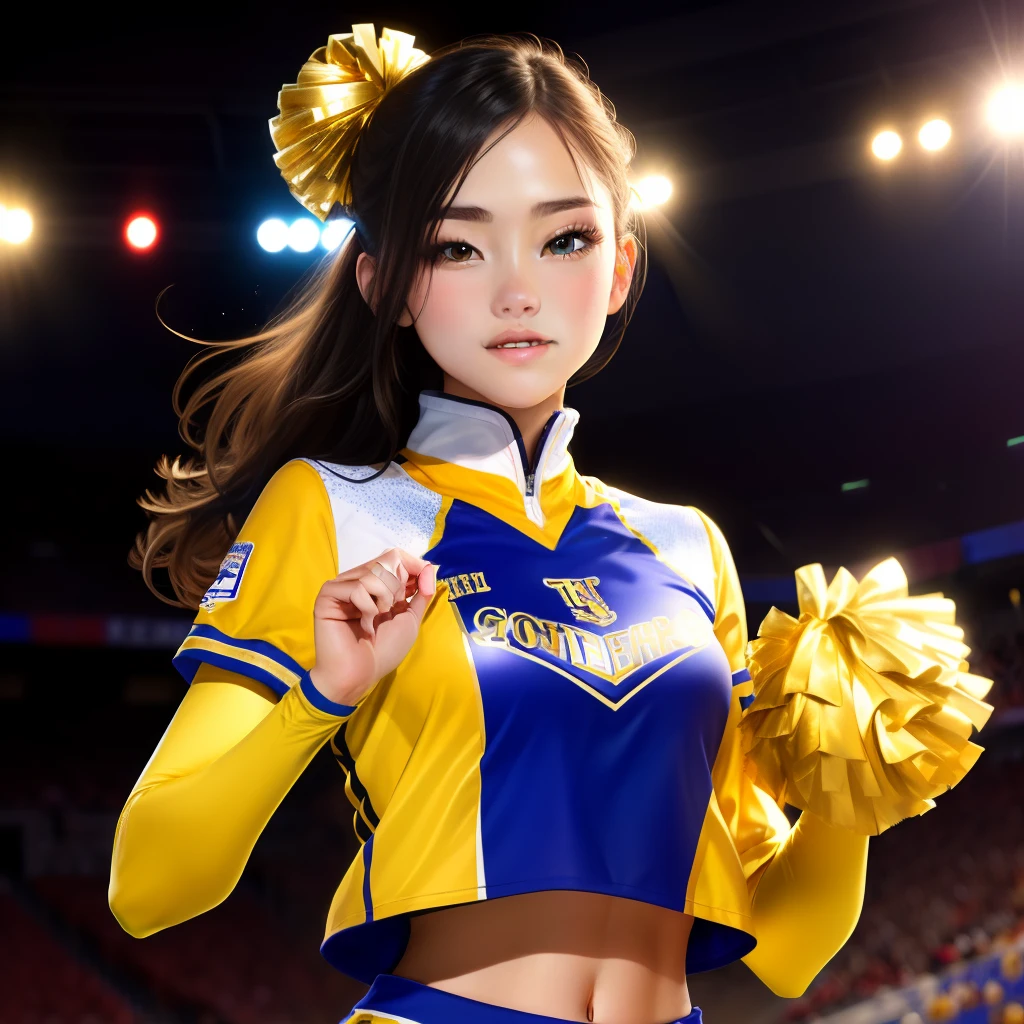 gold and white cheer uniform