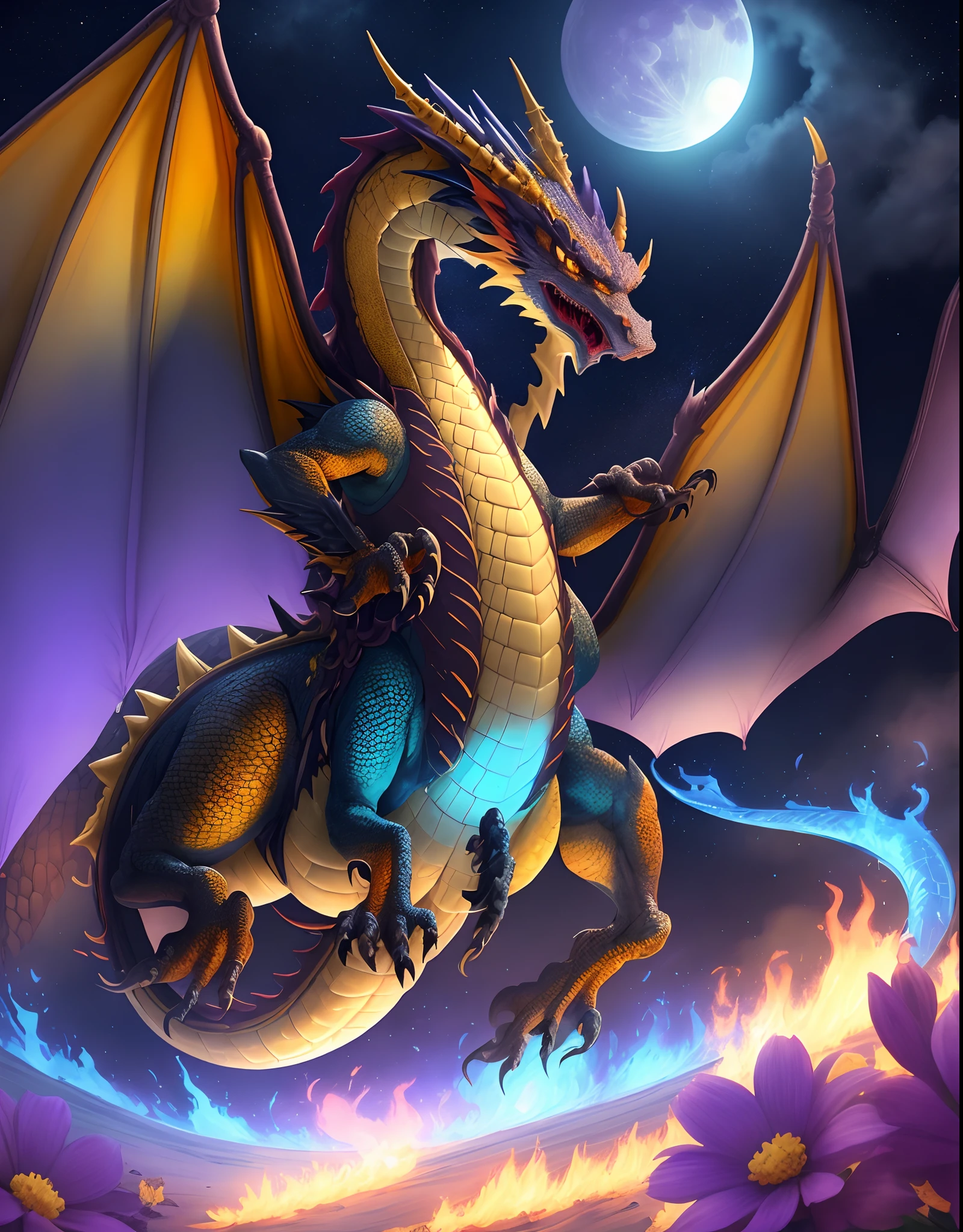 Human fucking dragon's pussy from behind. (Dragon feral female), (tail up), (look of extreme pain), (eye have hearts), (pov), (dragon's mouth open wide), (human's cock in canine pussy), (canine pussy glowing green), (dragon covered in neon blue liquids), (dragon's tail up), (dragon sleeping), dusk night sky, 4k,