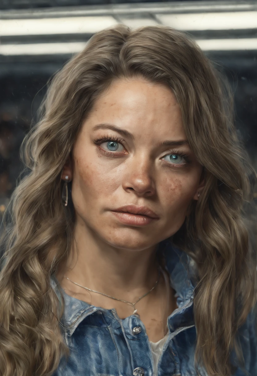 crie uma imagem de uma mulher loira, pele lisa e limpa, olhos azuis, linda um metro e setenta, elegante.