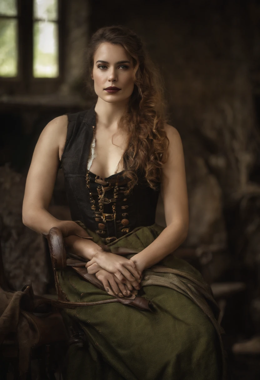 Oil Full Body Nudity Beautiful Young Petite Woman Steampunk Posing))) (tono de piel verde oliva), nariz recta, Pronounced chin, humanos, barbas, cabello rizado, griego, roma