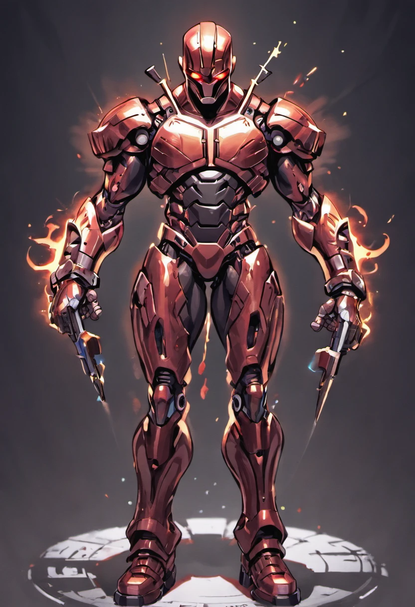 A detailed illustration of the Godfather, apoio ,　Alterar velocidade, nfluente,  macho,   Cyberpunk, personagem do jogo, anime, Managá,corpo inteiro,, alta qualidade, fundo branco, A dangerous futuristic suit of armor holding a mysterious weapon in his hand,