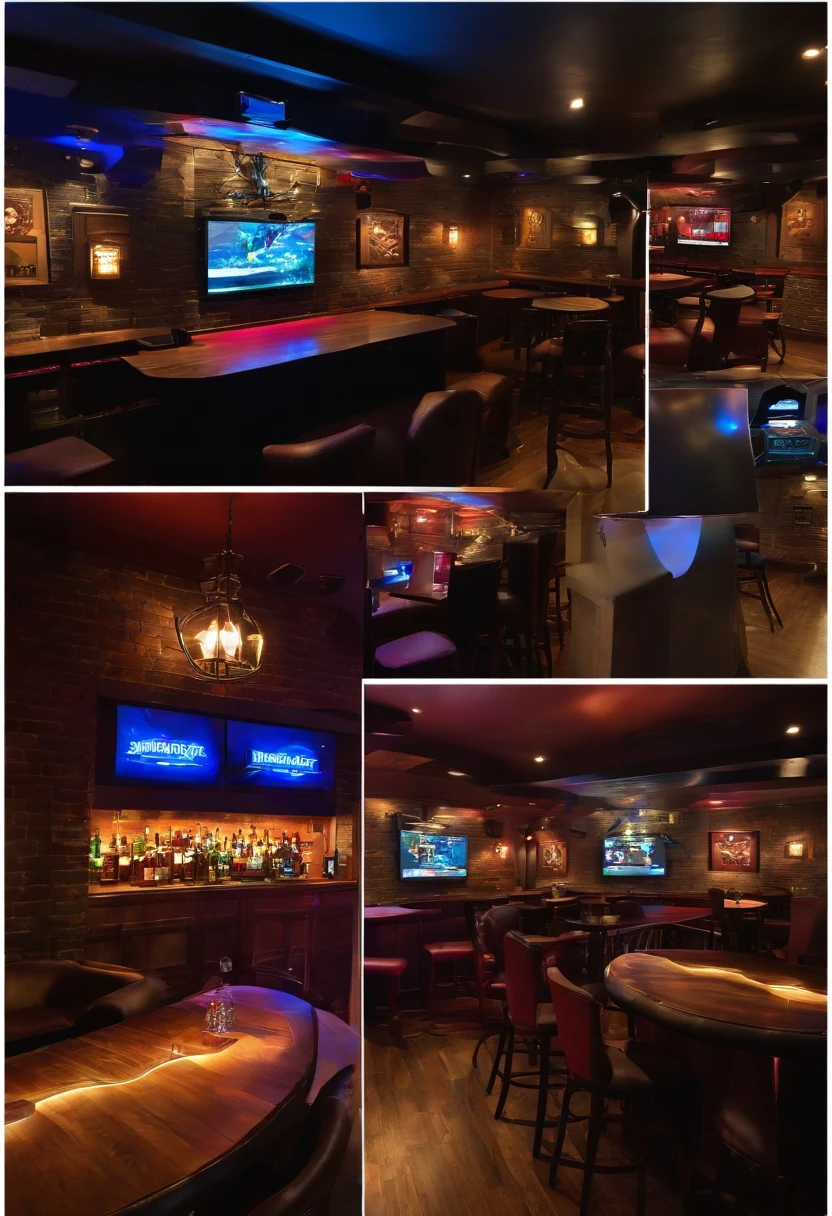 Video Game bar experience for gamers where customers can book times to play, compete and enjoy a great selection of games and drinks through our mobile app. I need a prototype pic for the gaming bar and another one for the app