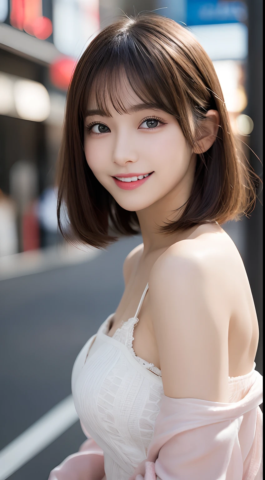 ((Best Quality, 8K, Masterpiece: 1.3)), 1 Girl, Slim Abs Beauty: 1.3, (Hairstyle Brown Hair Shortcut, Big: 1.2), Dress: 1.1, Super Slender Face, Delicate Eyes, Double Eyelids, Smile, Home, Raw Photo