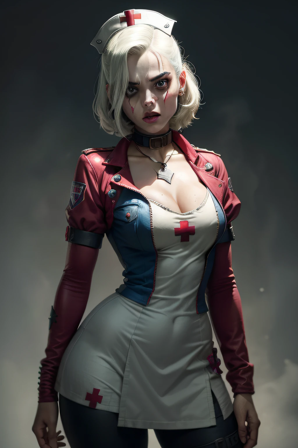 "Personagem da Arlequina do filme Zombie clasic Nurse Suicide Squad" roupa branca