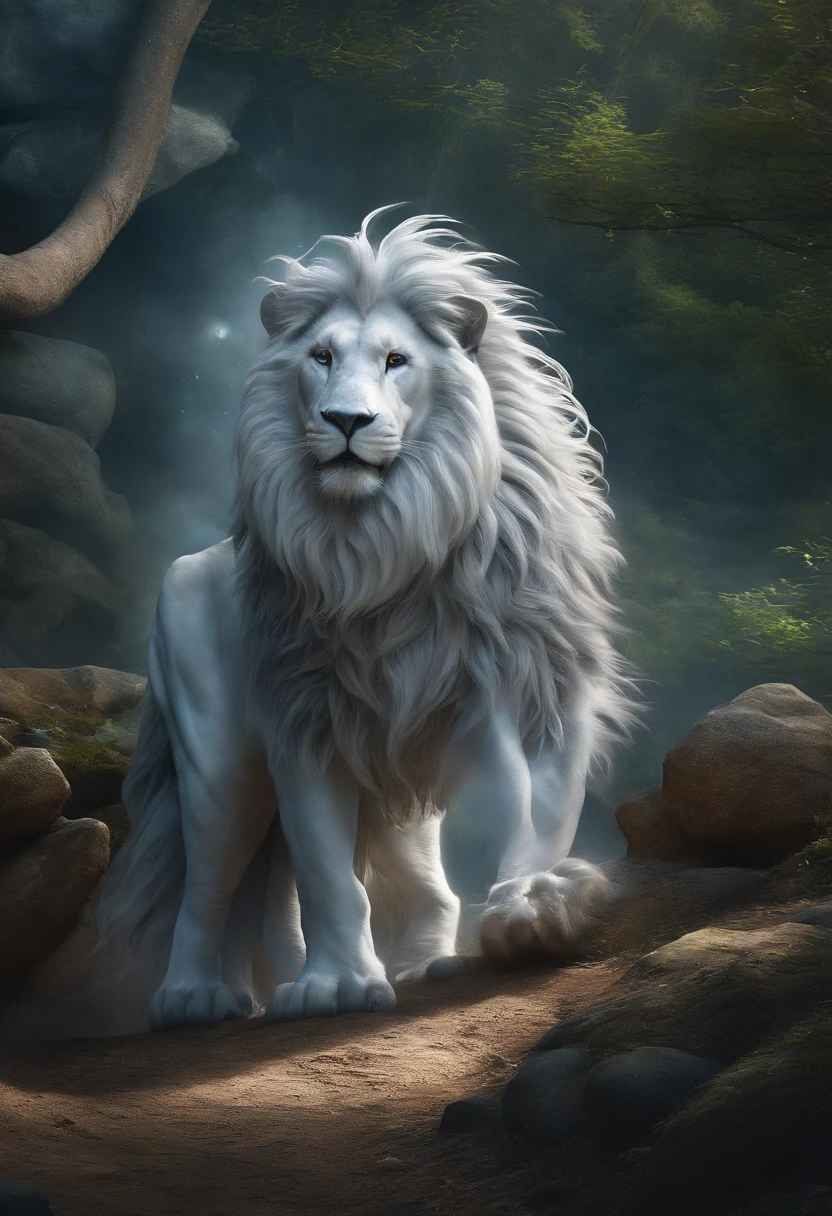K HD |，Mythical Spirit Beasts，Raposa prateada de nove caudas，Raposa gigante de nove caudas，Flull branco，Olhe para a lua
