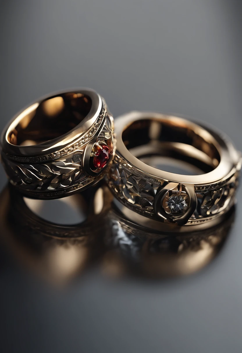 Metal rings，Stylish and simple，tmasterpiece，8K high-definition，Details