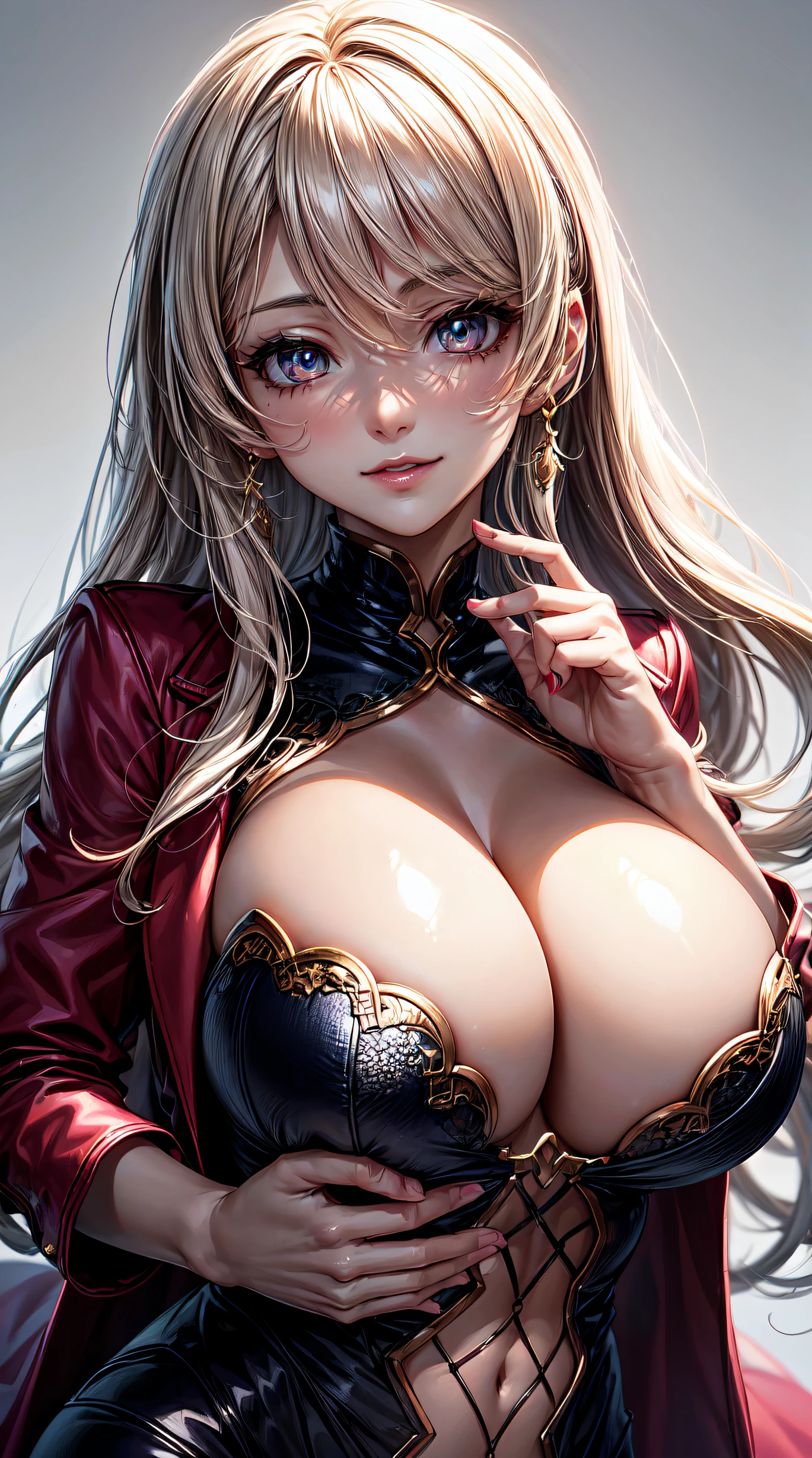 (anime style),masterpiece, best quality, ultra-detailed, glistening shiny, glowing light, ray tracing, HDR, deph of field, (perfect face, detailed face, detailed eyes),(big boobs:1.2),8k,HD,ultra realistic face,ray tracing,perfect lighting,best quality, ultra-detailed, shiny eyes, (looking at viewer,sensual smile:1.1), ((1girl)), (gyaru, mature female:1.4),hourglass_body shape, marin,long pink hair, wavy hair, ((Beautiful hair)),black eyes, gradient eyes, (glowing eyes:1.1), (fashion make up), long japoness coat, pink coat, big chest, big breasts, (((white background)), sensual poses, full body