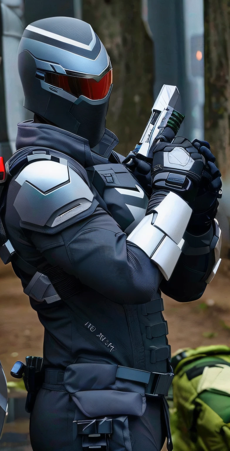 Homem de armadura de corpo inteiro segurando uma arma, Roupas de Soldado do Futuro, terno furtivo, Armadura Apex Legends, terno varia, Roupa X-Force de corpo inteiro, Soldado 7 6 de Overwatch, Armadura Mjolnir de Halo Infinite, traje de combate, usando armadura assassina de couro, Segurando PDW, dressed in tactical armor, com uma armadura de couro leve