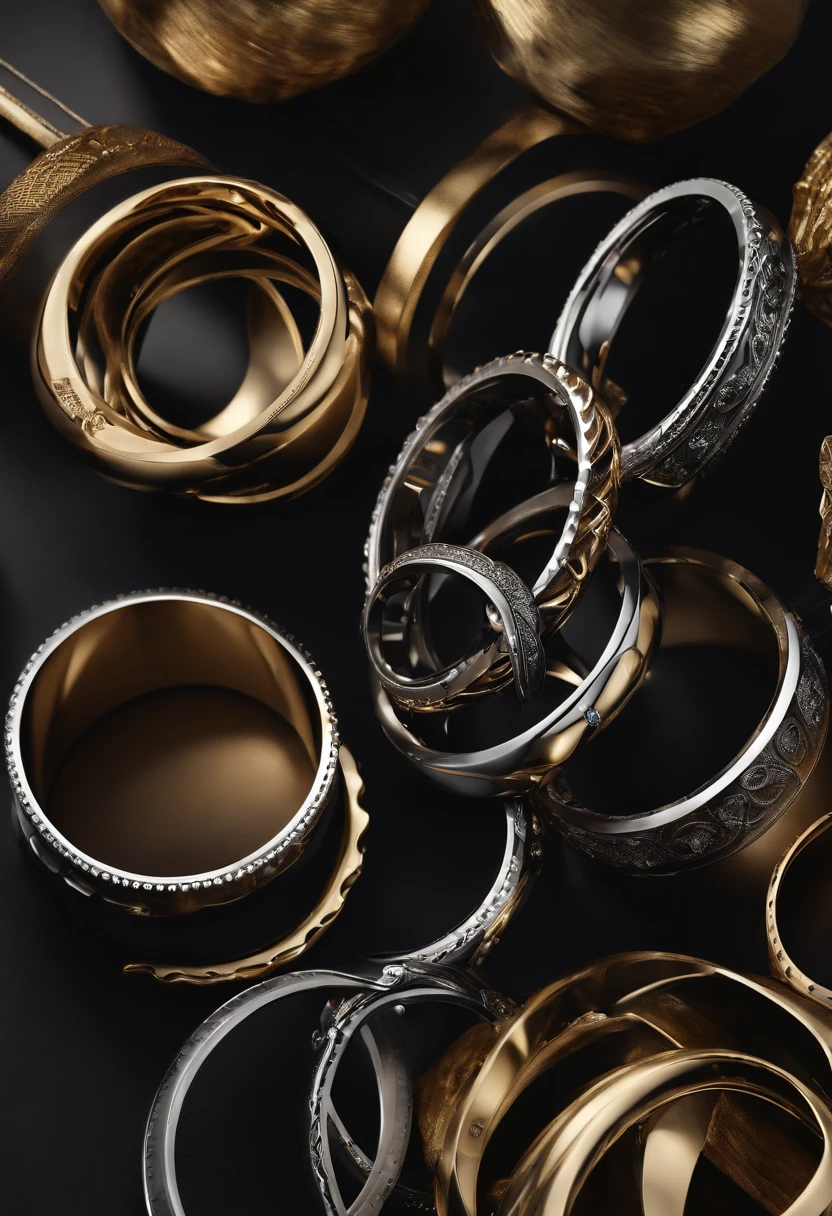 Metal rings，Stylish and simple，tmasterpiece，8K high-definition，Details