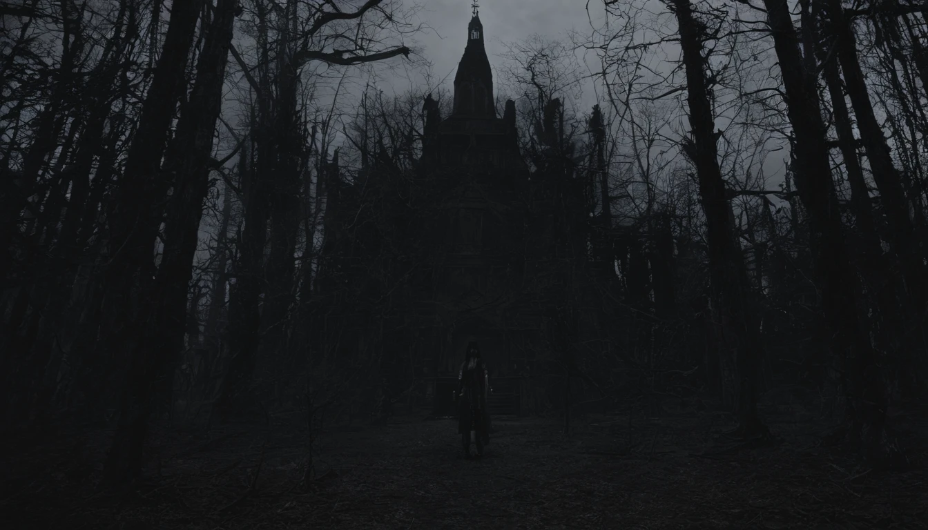 Creepy woman, witch aesthetic, the Blair witch project, wiccan aesthetic, dark atmosphere, ominous atmosphere, ultra detailed, masterpiece.
