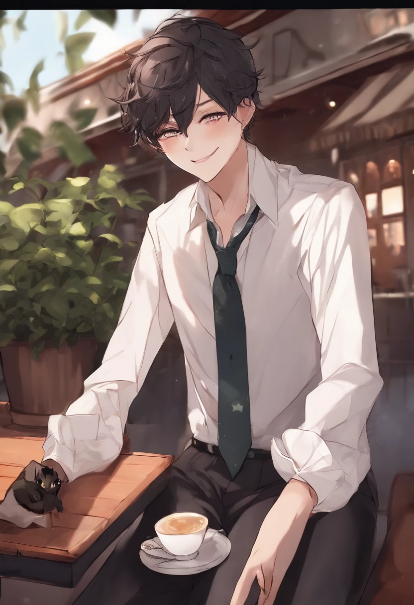 Anime Style Boy, Cute, cat boy, dirty, Cute smile, suits，bars，alcohol，natta