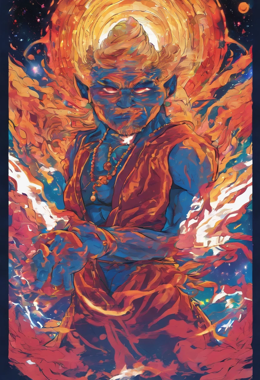 face of mystic man, being of light, in the middle of the universe, astral body, with aura around, 4k