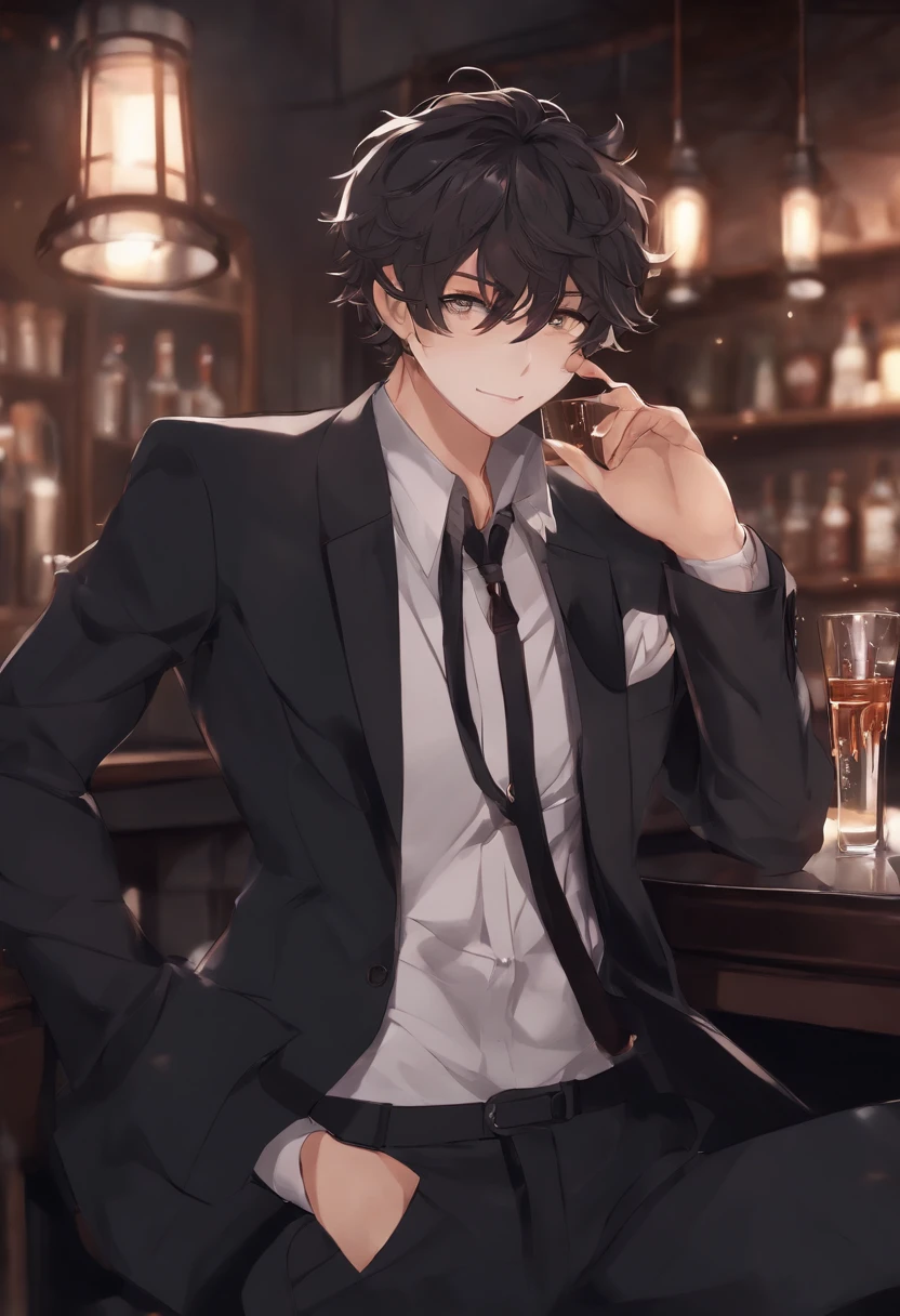 Anime Style Boy, Cute, cat boy, dirty, Cute smile, suits,bars,alcohol,natta