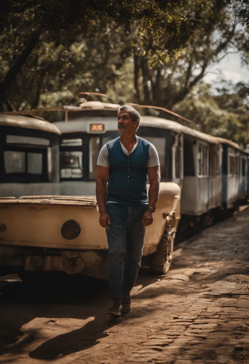 (um homem), (50 anos), (brasileiro), (camiseta branca) , (sapato de couro), (meio corpo), (soft-lighting), (master part), (melhor qualidade), (8k UHD), (DSLR Camera), (grain of film), (Very detailed), (Gunfire in canon), 85 millimeters, (profundidade de campo rasa), (vida real), (fotografia), (kodak vision color), (corpo de ajuste perfeito), (high resolution), (renderizado), (extremamente detalhado), (pele detalhada), (Paisagem linda), (profissional), (City of São Paulo)