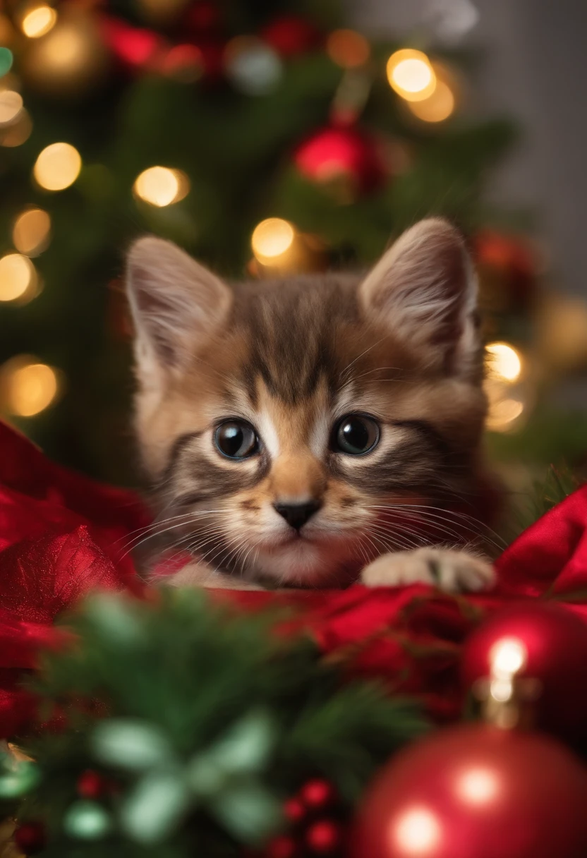 gatinho pequeno fofo no natal