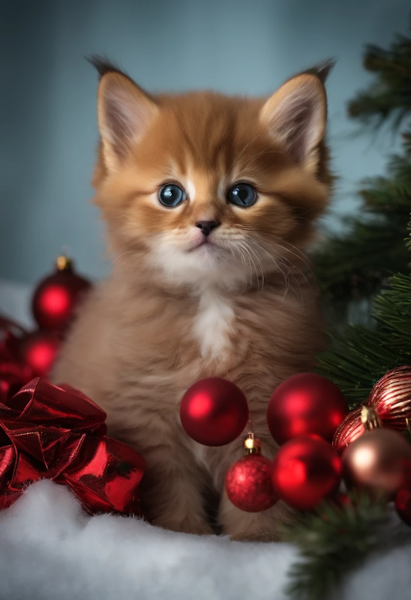 gatinho pequeno fofo no natal