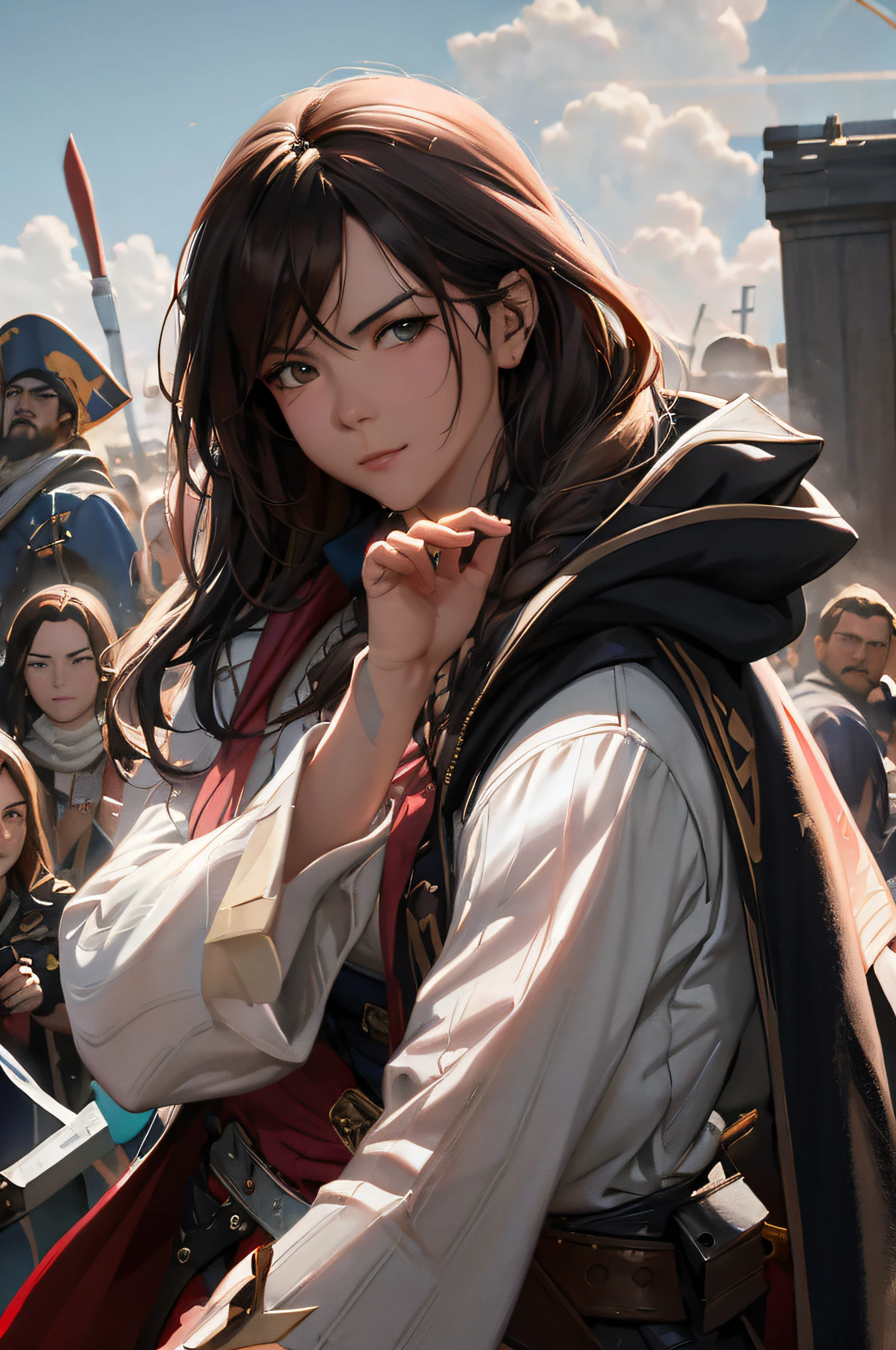 there is a woman that is standing in front of a crowd of people, artgerm and atey ghailan, artwork in the style of guweiz, beautiful character painting, fanart best artstation, alena aenami and artgerm, artgerm. anime illustration, graphic artist magali villeneuve, by Yang J, magali villeneuve'
