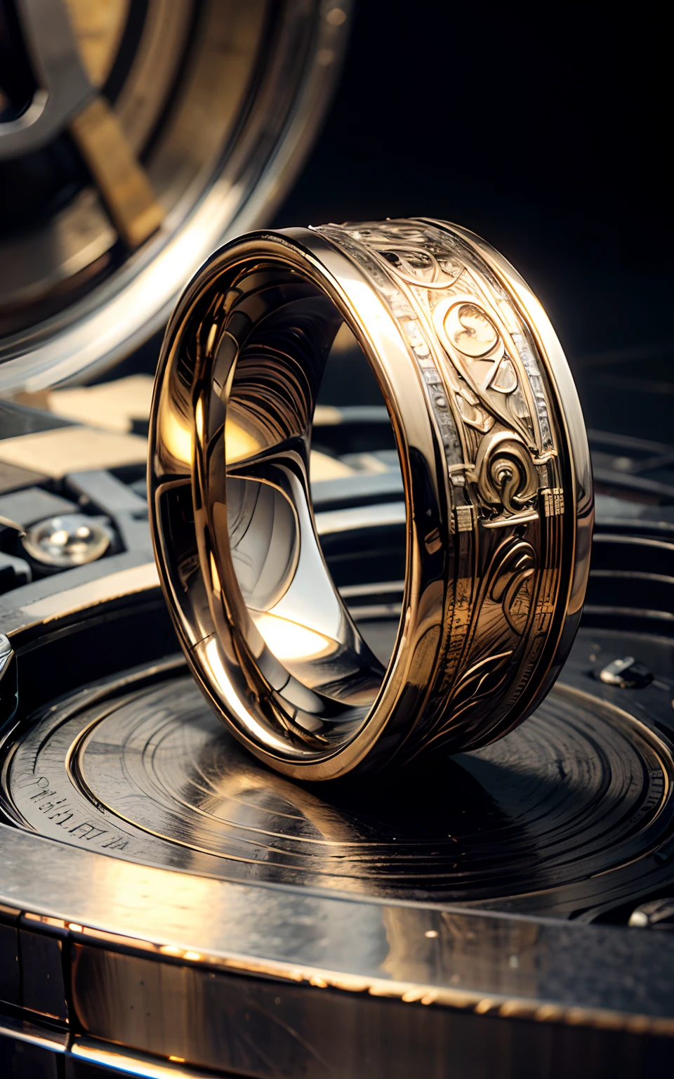 Metal ring, engraved,