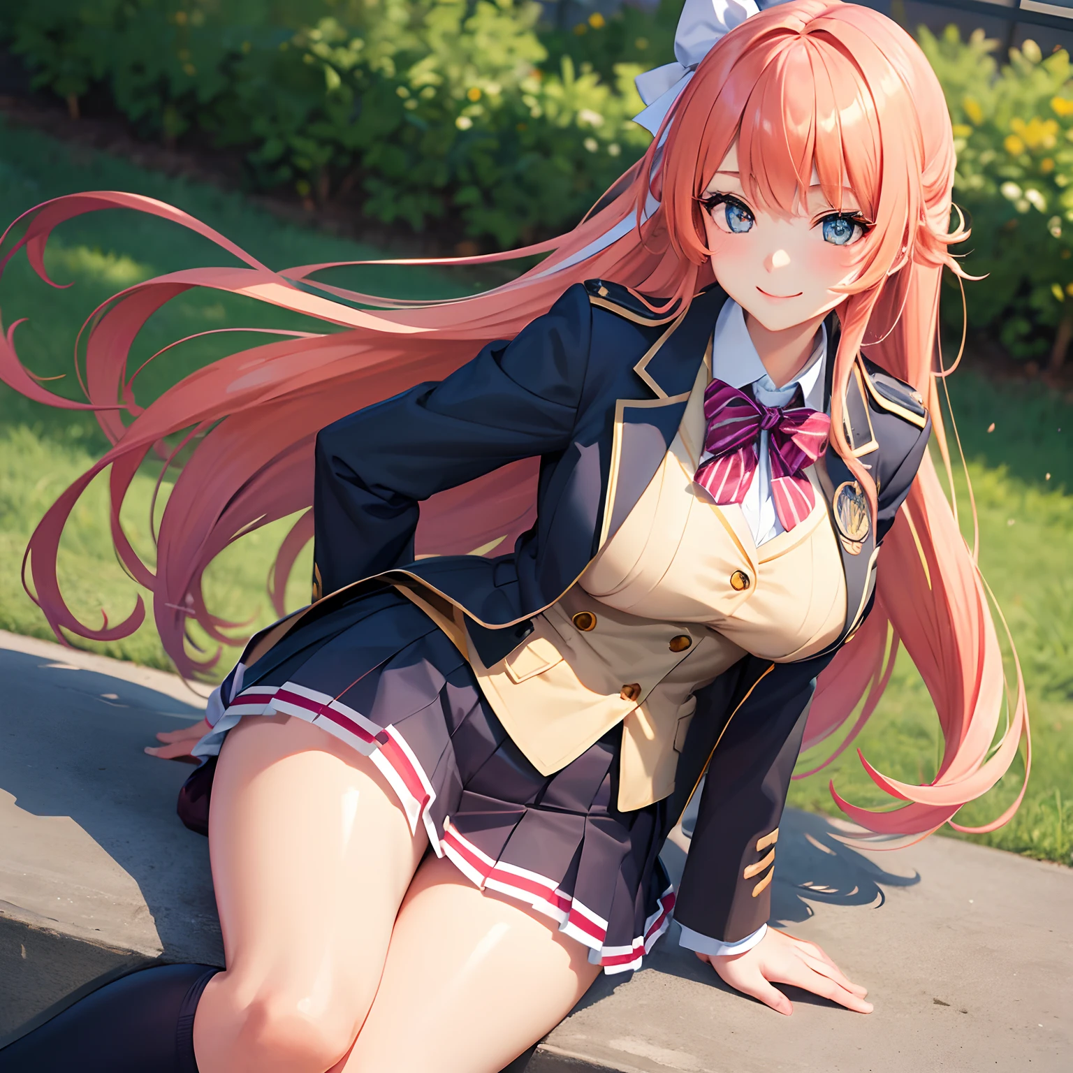 a beauty girl,Ribbon on uniform,blazers,A smile,girl,Long,anime a girl,top-quality,Colossal tits,masterpiece,Excellent style,Erotic Cute,long,超A high resolution,beautiful a girl,Lovely girl,multicolored hair,Loose socks,Perfect Beauty