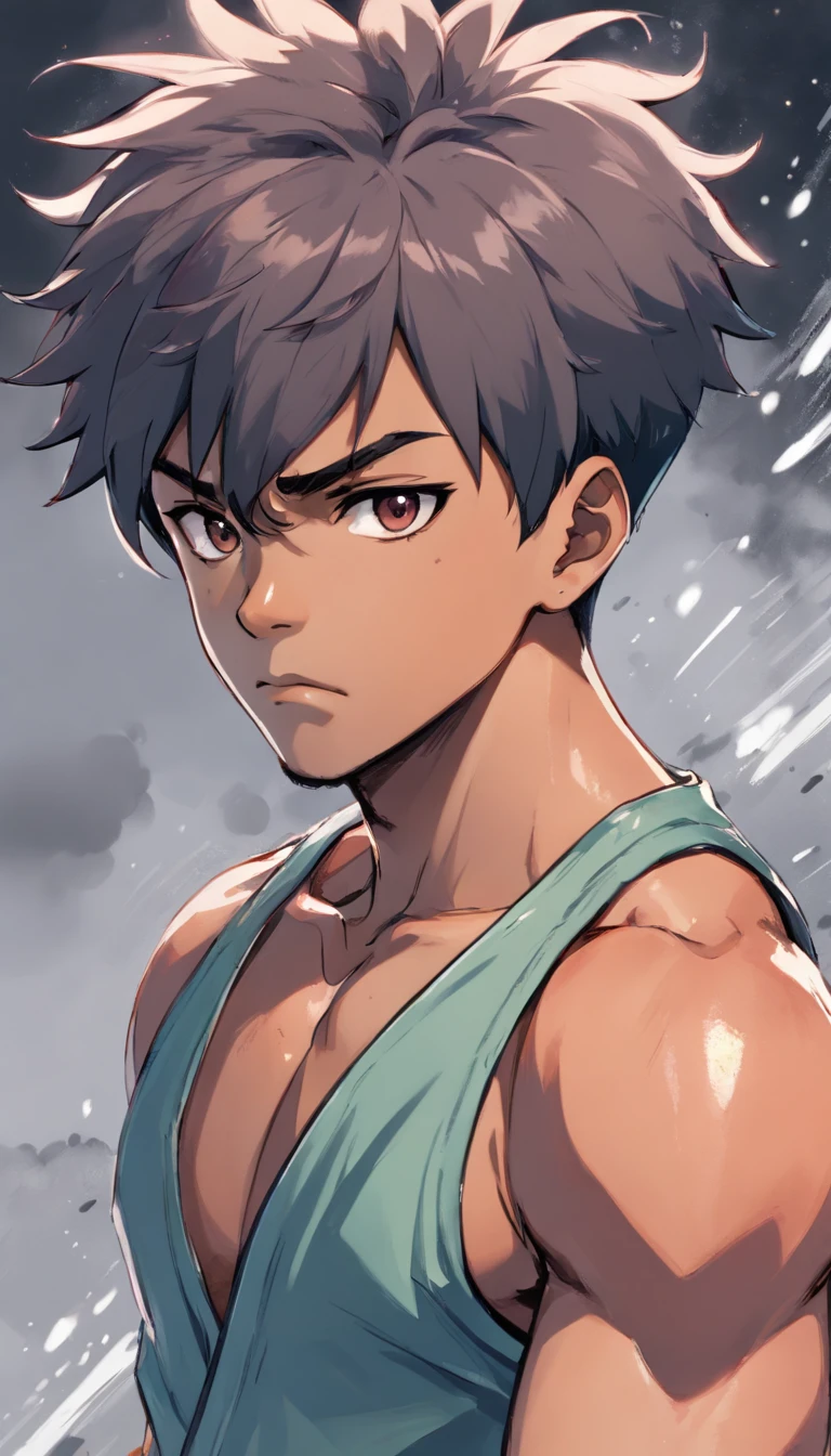 boxer、boxing、T-shirt design, Illustration watercolor, Center Art, watercolor painting style, Afuro Samurai) ha、It is an independent seinen manga of Japan (doujinshi) Created by Takashi Okazaki, Samurai_ (Afro Samurai Anime), arma, 1 person 38 years old, Solo, Male Focus, Sword, grayscales, Afro hair, manly, Fierce, Holding, facial scar, Upper body, Incredibly strong, Rita Rothweisse, Gothic color, mood of nervousness and fear,, Art List_milliliter, Watercolor style, InkStyle, Sketch style, Hand drawn lines , Edgeline, Ink marks, pencil lines, Vivid colors, Super realistic, Textured skin