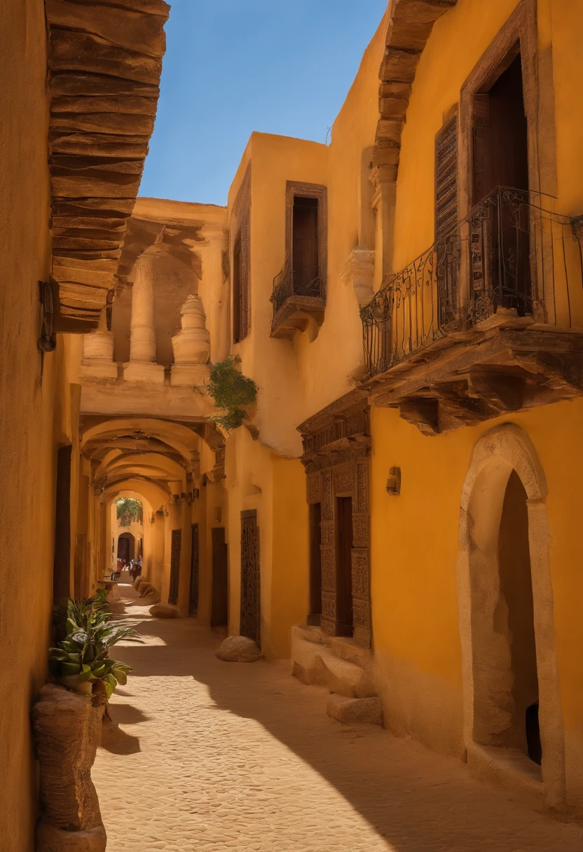 Typical architectural features of ancient cities and desert landscapes, Like the colors of the sand and the old buildings, cidades antigas e desertos, Ancient Cities and Desert Landscapes, Like the colors of the sand and the old buildings,The city of Sodom was surrounded by walls to protect itself from invasion, High walls with watchtowers to give the city a sense of defense, caminhos de pedra que cortam a cidade e conectam diferentes partes. Esses caminhos podem ser estreitos e sinuosos, giving the feeling of a labyrinthine city, a cidade onde as pessoas se reuniam, como mercados movimentados, Public squares and shopping areas, pessoas conversando, negociando, or even acting in sinful ways, para capturar o ambiente decadente da cidade,templos ou locais de culto se desejar representar o aspecto religioso da cidade, situada em um deserto, Then the city must be surrounded by desert landscapes. Isso pode incluir areia, dunas, montanhas no horizonte e plantas resistentes ao deserto, como palmeiras, Open and sunny skies, What Is Common in Desert Areas Use warm colors, como tons de marrom, orange and yellow to reflect the desert environment. Add stone or brick textures to buildings to give the feeling of antiquity