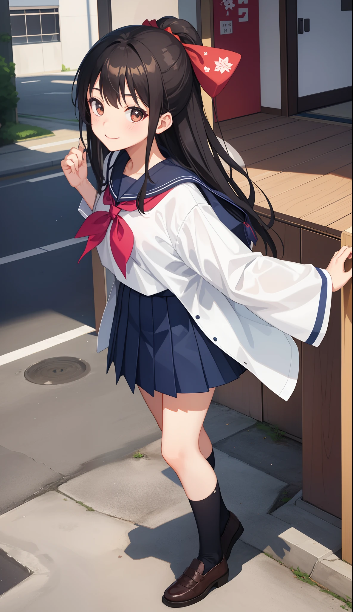 1girl in、AS-Adult、A smile、Japan High School、校服、summer clothing、serafuku、