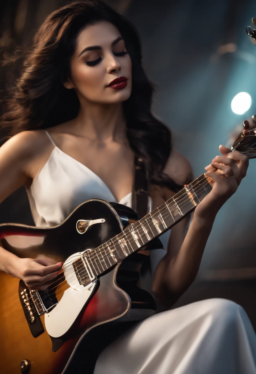 guitar、Black Hair Mesh、Beautuful Women、recital