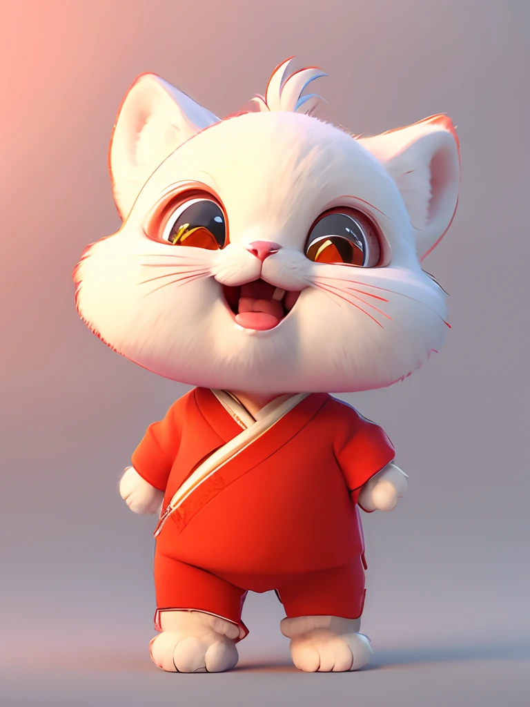 cat wearing kimonos👘, tall, mature, simple red kimonos, simple white background, traditional Japanese costume, tight-fitting outfit, simple, frontal, long legs, (smiling mouth fresh: 1.0)