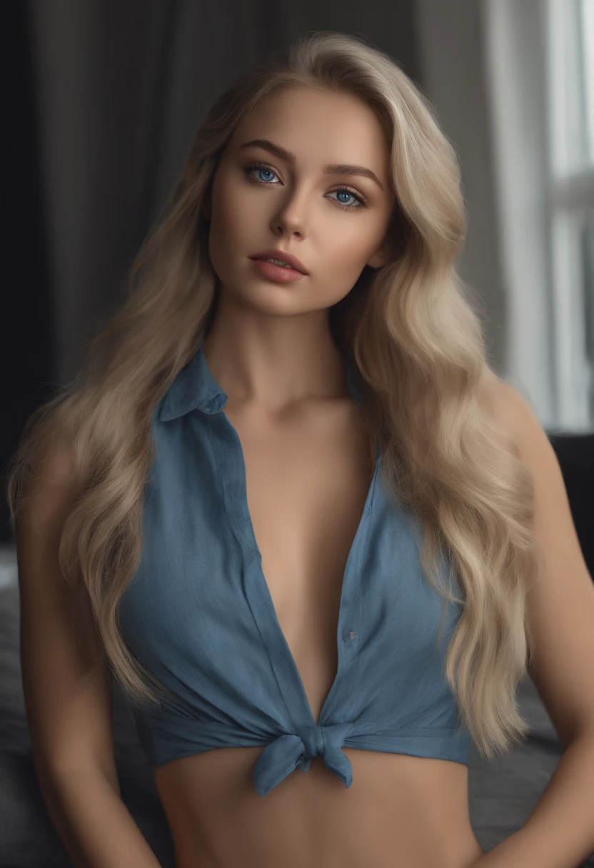 arafed woman fully , sexy girl with blue eyes, ultra realistic, meticulously detailed, portrait sophie mudd, blonde hair and large eyes, selfie of a young woman, bedroom eyes, violet myers, without makeup, natural makeup, looking directly at the camera, face with artgram, subtle makeup, stunning full body shot, in italy, medium to large size bust