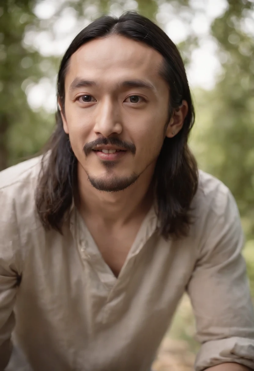 Create a realistic portrait of a man strikingly resembling Steve Aoki, radiating contagious enthusiasm and a true joie de vivre,chaud, natural lighting that highlights the characteristics of the subject and brings out the warmth in its expression,Photo en gros plan, capturer votre visage et le haut du corps. Place the camera at eye level to show your connection with the viewer, while his brilliant and enthusiastic expression takes centre stage ::n_Generate an image that depicts a man who looks tired and disinterested, Conveying a lack of enthusiasm and passion
