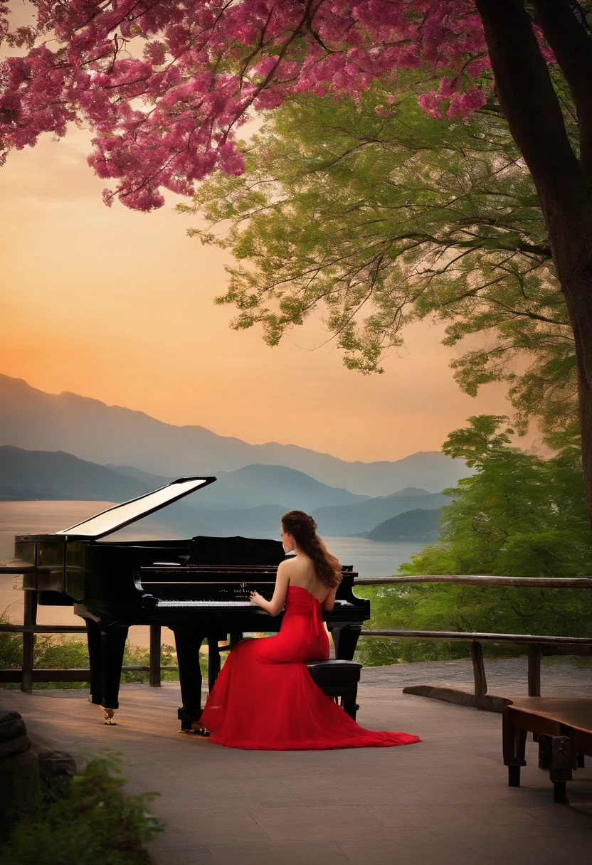 piano、japanes、femele、recital、Beautiful scenery