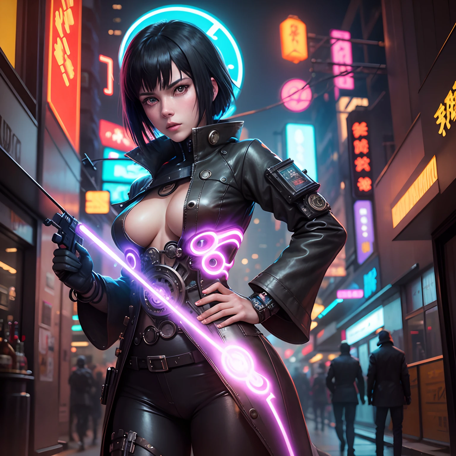photo realistic woman Ghost in the Shell steampunc Neon Street optic neotokyo Sateen Dynamism