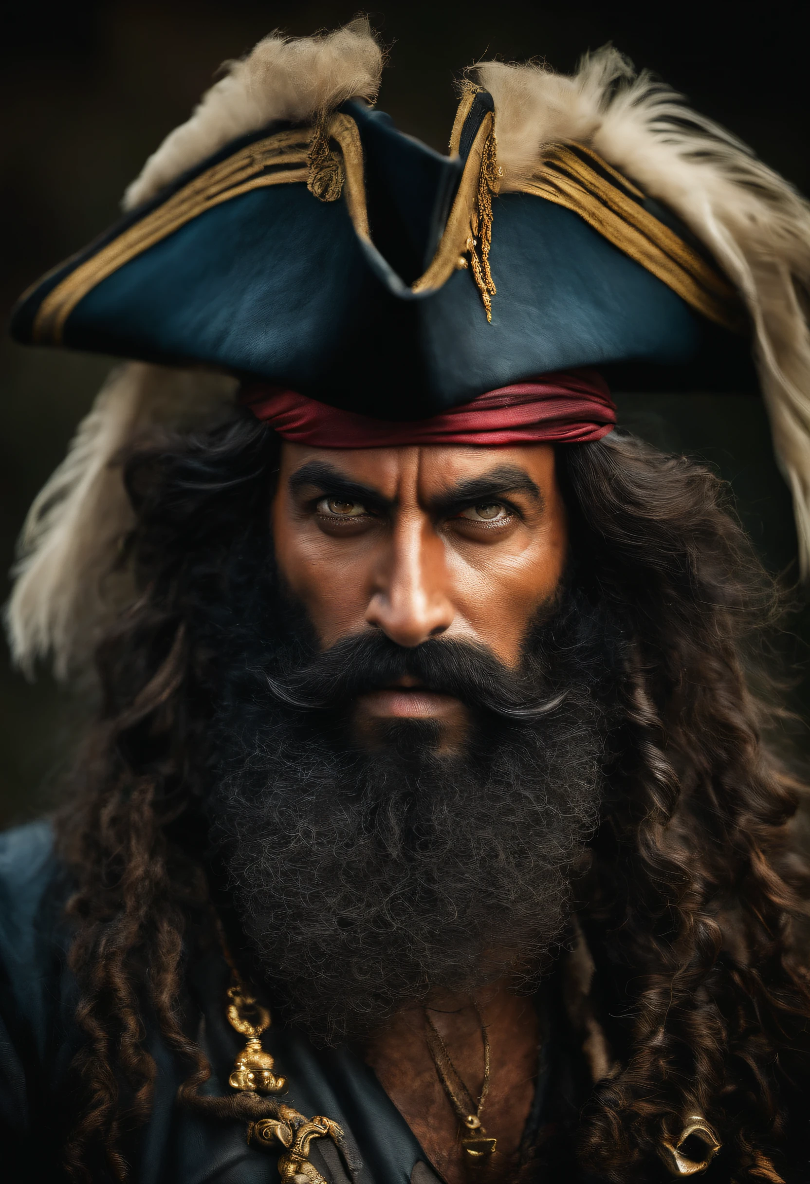 An image of Blackbeard's head exposed and a warning or message meant to intimidate other pirates