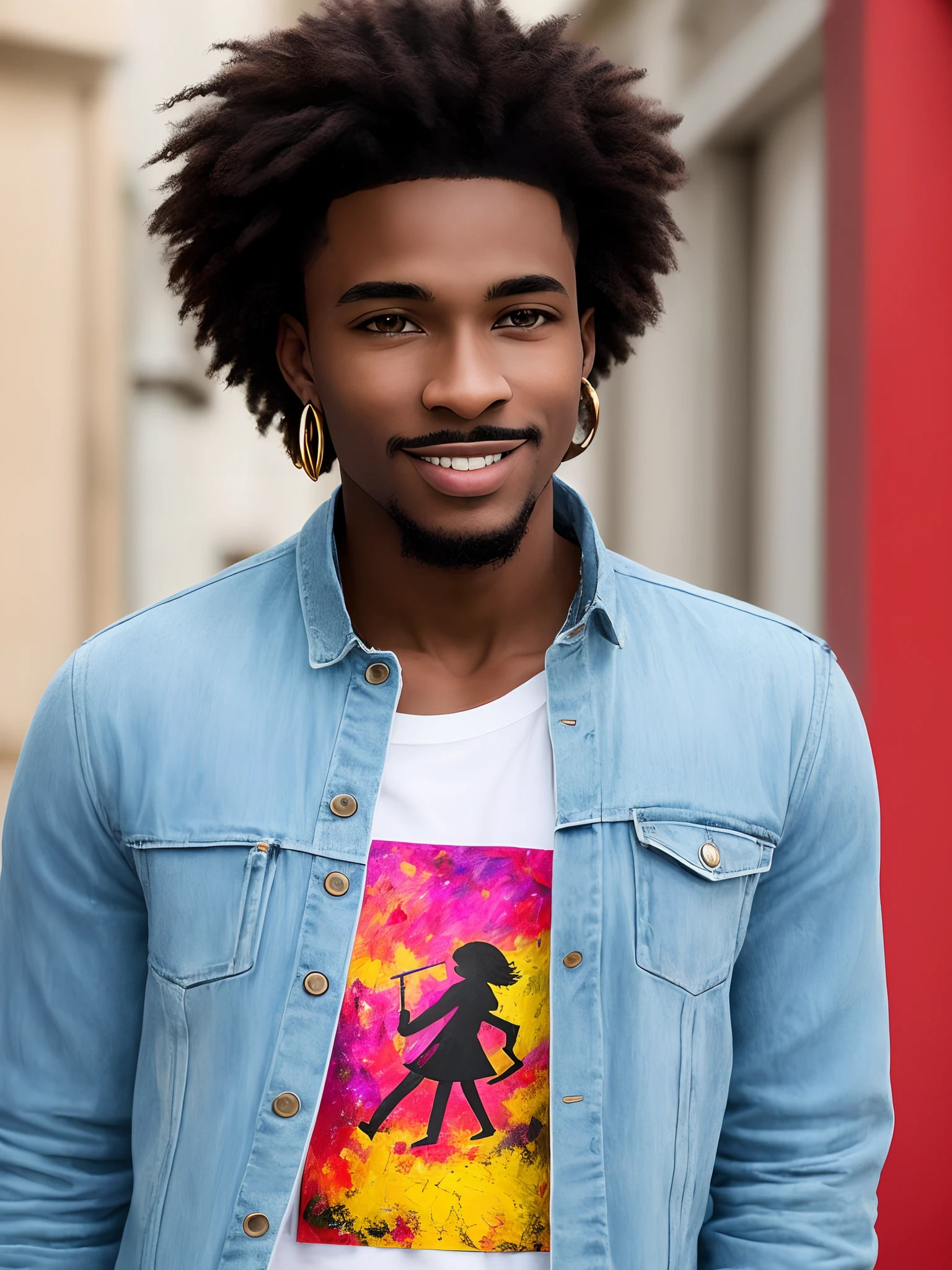 Of course, voici une description du personnage :

Nom : Jamal Williams
Age : 25 ans
Apparence : Jamal a la peau d'un teint clair, which gives it a warm, golden glow when exposed to light. Her hair is dense and curly, black as ebony. Il a un visage anguleux avec des traits fins, expressive dark hazelnut eyes and a contagious smile. His stature is slender and athletic, with a casual look that reflects his self-confidence.

Style vestimentaire : Jamal has an eclectic style of dress that mixes urban influences with more classic elements. He likes well-cut clothes, often embellished with bright colours and bold patterns. He is often seen wearing accessories such as earrings and bracelets that reflect his creative personality.

Big shot : Jamal is a passionate individual, with a quick wit and an infectious sense of humor. He is curious by nature and likes to explore new ideas and experiences. He has a pronounced artistic side and often spends time drawing, Painting or creating music. Although it may be booked at first, He proves to be a loyal and caring person towards those he considers close to him.

Histoire : Jamal a grandi dans une grande ville, surrounded by a loving family who encouraged him to follow his artistic passions. He studied fine arts at university and has since found his place in the local art scene. Il utilise son talent pour inspirer les autres et exprimer sa vision unique du monde.