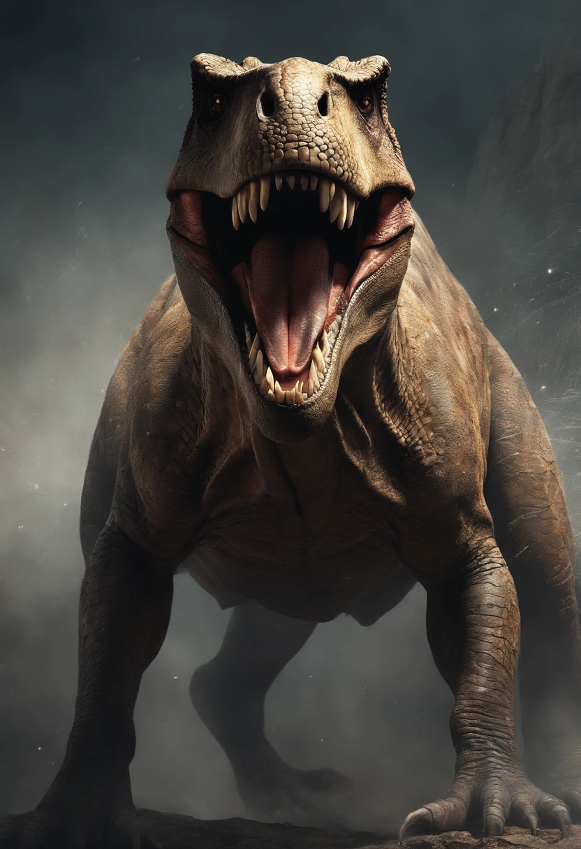 Centrado perfecto, Un lindo dinosaurio t rex por todas partes, Use una chaqueta de estudiante, usar gafas de sol, Usar auriculares, standing up position, Belleza abstracta, centrado, Looking at the camera, in front of camera, nearing perfection, dynamic, Luz de la luna, Altamente detallado, Pintura digital, Estaciones de arte, Concepto-Arte, Suave, foco nítido, 8k, high-definition resolution, 插圖, arte de Carne Griffiths y Wadim Kashin, fondo blanco