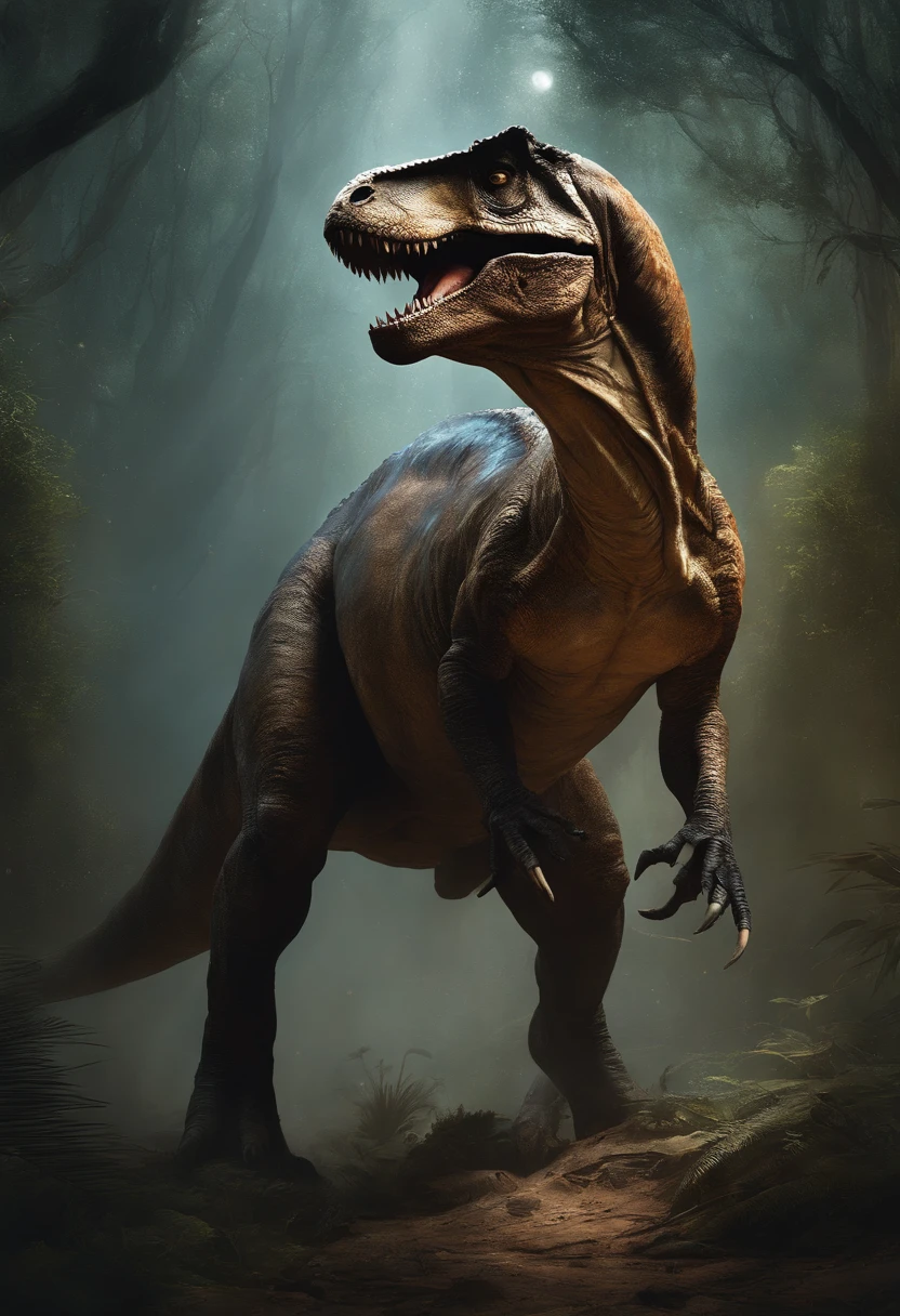 Centrado perfecto, Un lindo dinosaurio t rex por todas partes, Use una chaqueta de estudiante, usar gafas de sol, Usar auriculares, standing up position, Belleza abstracta, centrado, Looking at the camera, in front of camera, nearing perfection, dynamic, Luz de la luna, Altamente detallado, Pintura digital, Estaciones de arte, Concepto-Arte, Suave, foco nítido, 8k, high-definition resolution, 插圖, arte de Carne Griffiths y Wadim Kashin, fondo blanco