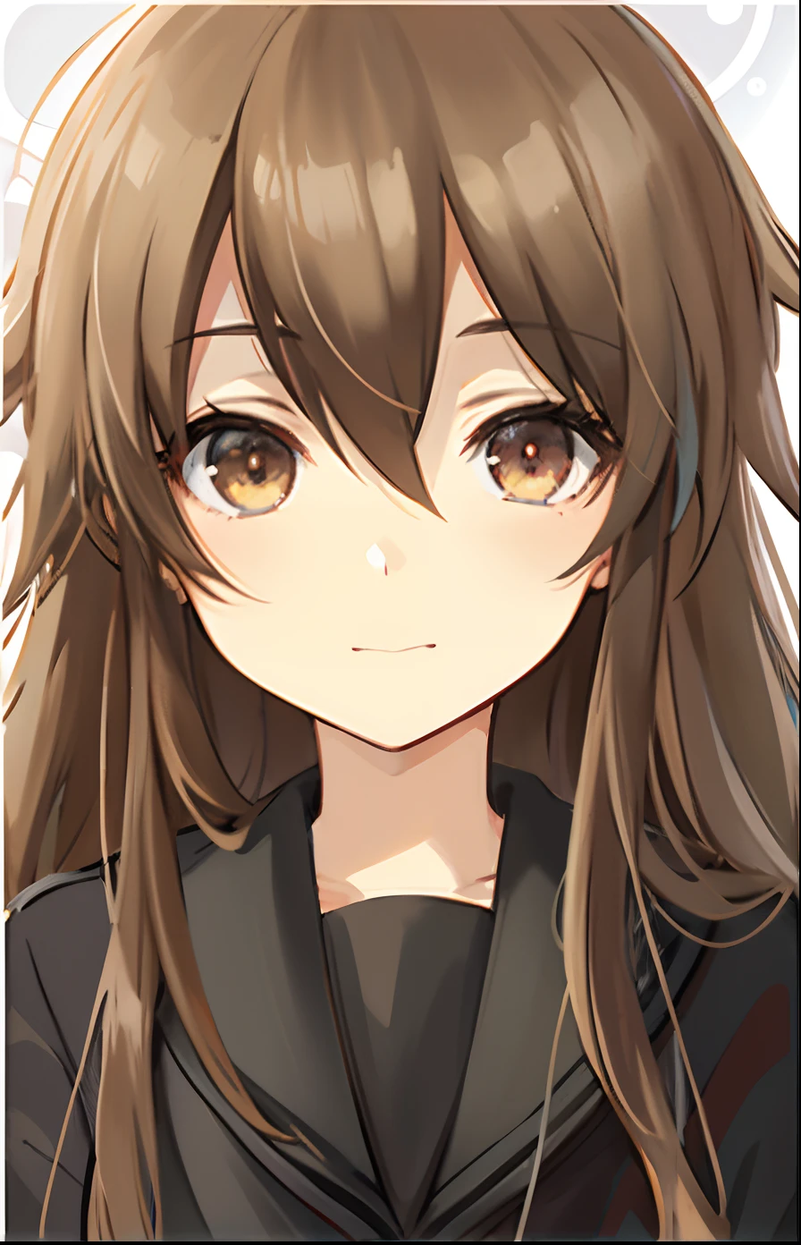 anime girl with long brown hair and black jacket, anime moe artstyle, hana yata, [[[[grinning evily]]]], makoto, anime portrait of shiina ringo, cute anime face, makoto shinka, iwakura lain, harumi, yuyushiki, portrait anime girl, female anime character