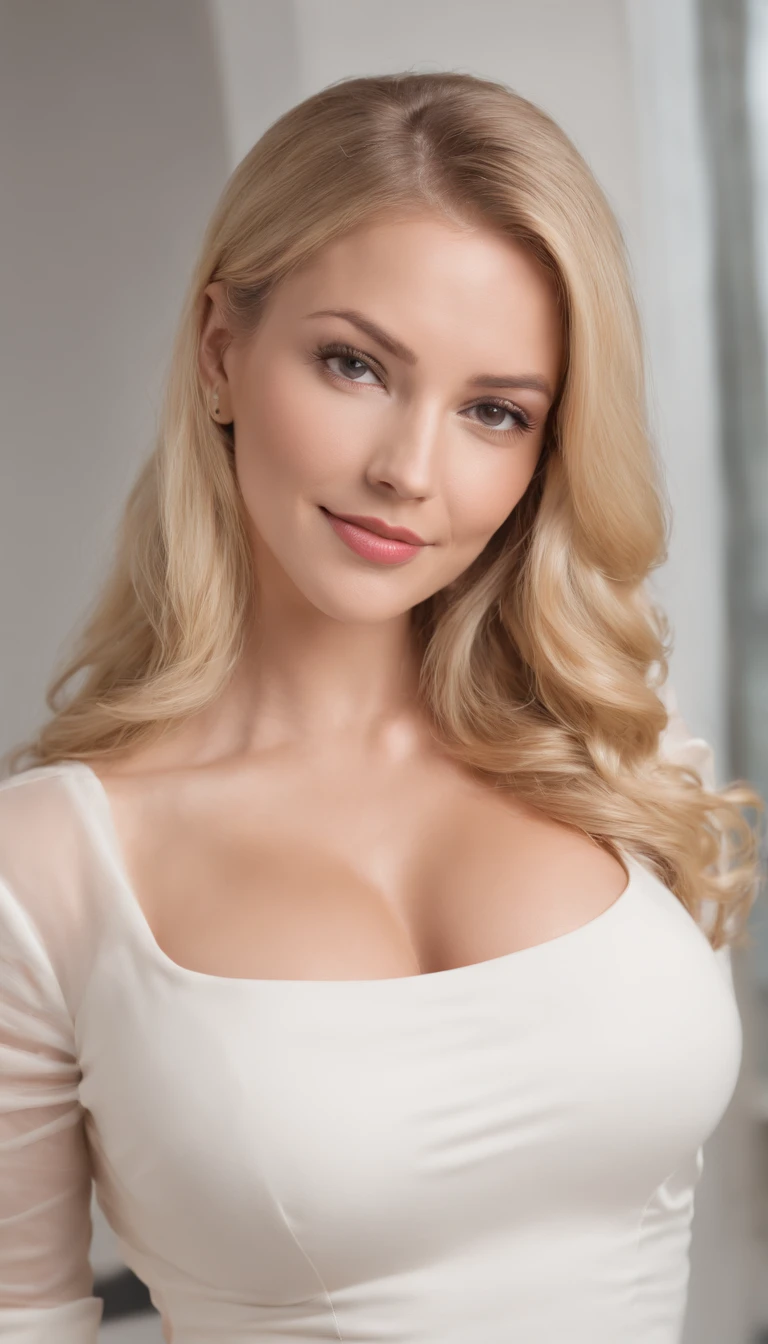 (RAW-Foto), (beautiful milf office lady), Milf Frau, milf, Spectacular beauty, sexy 35 yo frau, (Lange Haare, blondes Haar), nackt, Arsch, Blick in die Kamera, Smileing, Seductive Smiling, Beautiful face, detailliertes Gesicht,Seitenansicht, next to a white photocopier, Using the photocopier, kurzes Kleid, Massiver, Beute, (massive breasts, massive Dekolleté:1.4), --auto --s2