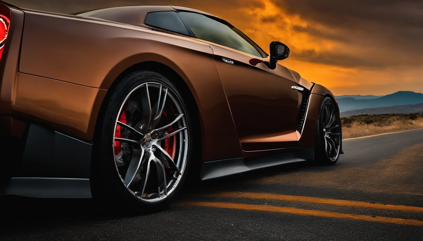A GTR spers down the road,The roadside is full of screaming people