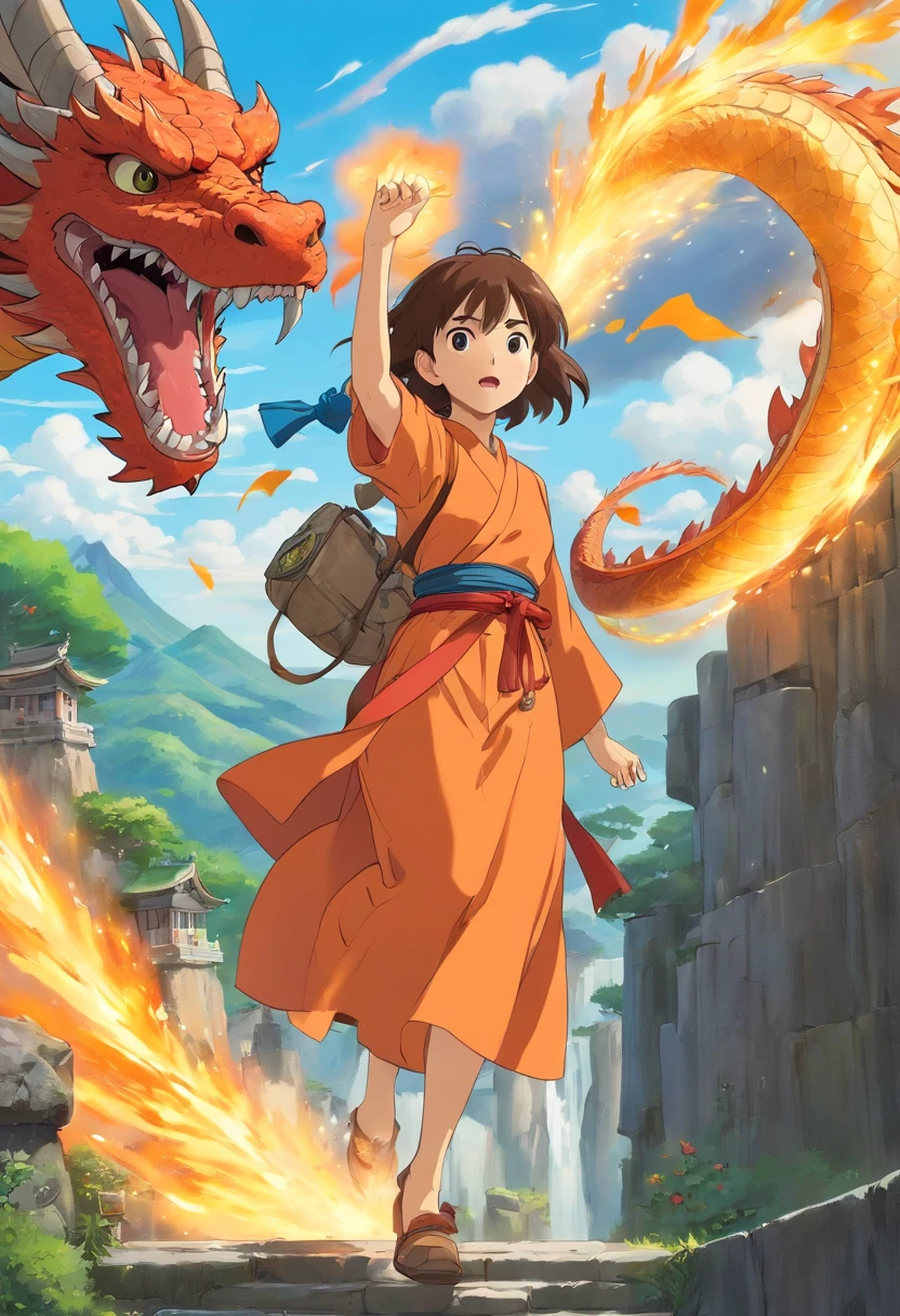 mulher, Asian, Cabelos Longos, olhos laranjas, guerreira, espadachim, Dragon Breath, luta, battle scenery, montanha, armadura,