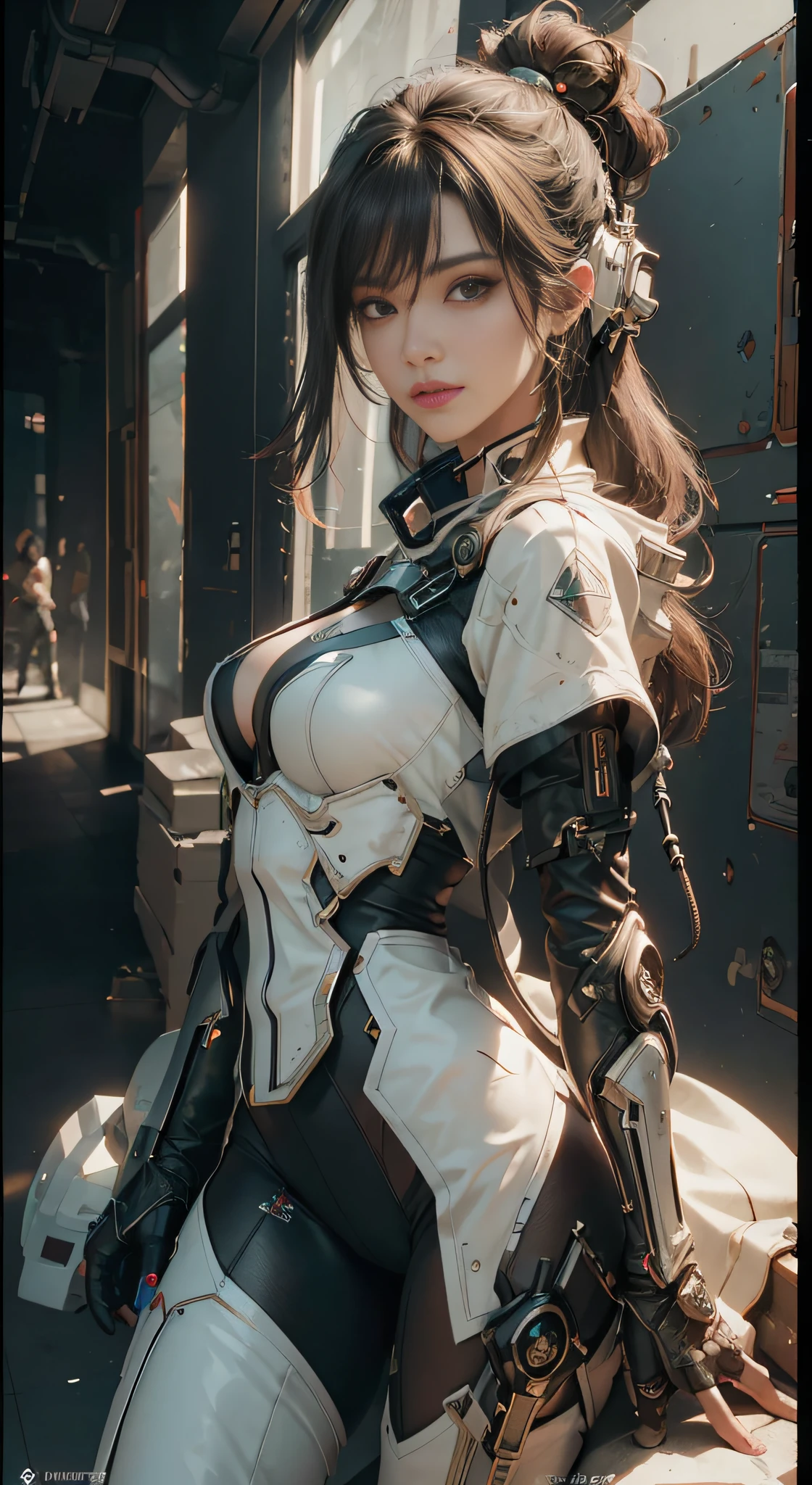 ((melhor qualidade)), ((tmasterpiece)), (O detalhe:1.4), ..3d, Uma bela imagem feminina cyberpunk,HDR（HighDynamicRange）,Traching de raias,NVIDIA RTX,Super-Resolution,irreal 5,Subsurface scattering、Textura PBR、post process、Filtragem de anisotropia、profundidade de campos、maximum definition and sharpness、Texturas de muitas camadas、Albedo e mapas Speculares、Surface Coloring、Precise simulation of light-material interactions、perfectly proportions、octan render、Luz bicolor、grande abertura、ISO baixo、White balance、The rule of thirds、8K BRUTO、Girly，figura voluptuosa，coxa bonita